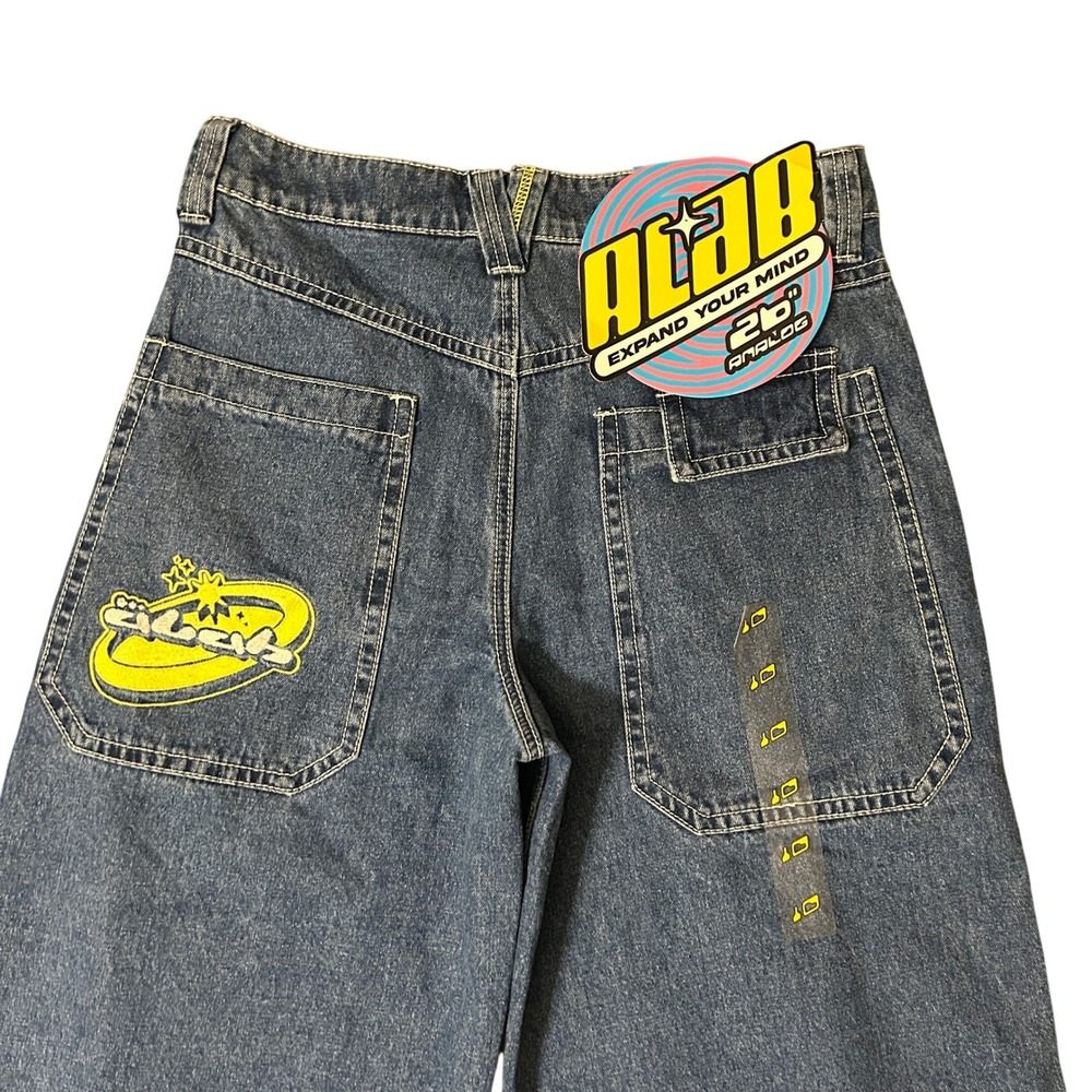 ALab Wide Leg Jeans Womens 10 Blue Baggy Analog Raver Y2K Skater Denim 32x32 NWT